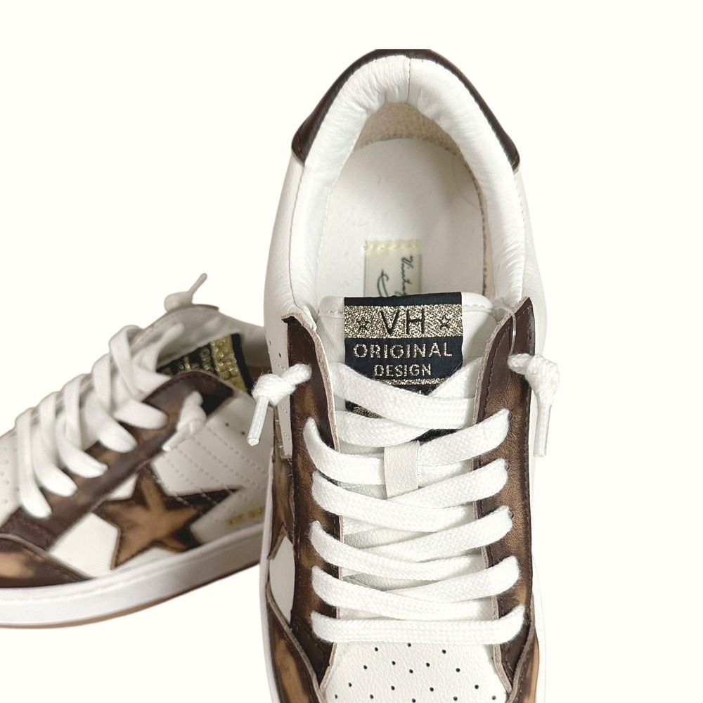 Vintage Havana Women Bronze Distressed Star Low Top Sneakers VH EST 1954 White - Picture 11 of 16
